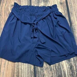 NWT KD Beautiful Women's Navy Blue Paperbag Shorts Size‎ 5XL Casual Tie-Front